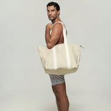 Cream Large Canvas Beach Bag